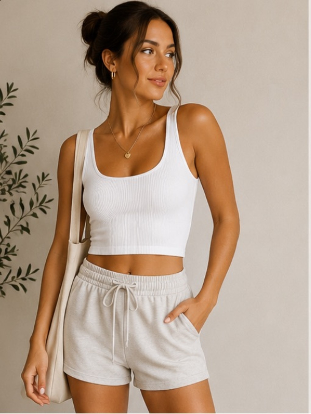 🟡90 Degree By Reflex White Ribbed Crop Tank